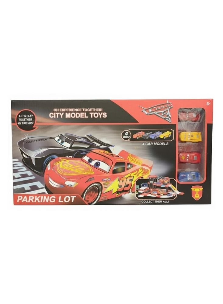 Premium Cars-Style Character Parking Lot Playset with Lightning McQueen-Inspired Racing Cars and City Track - Image 3